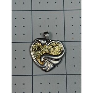 Gorham Footprints in the Sand Heart Pendant Two Tone Vintage